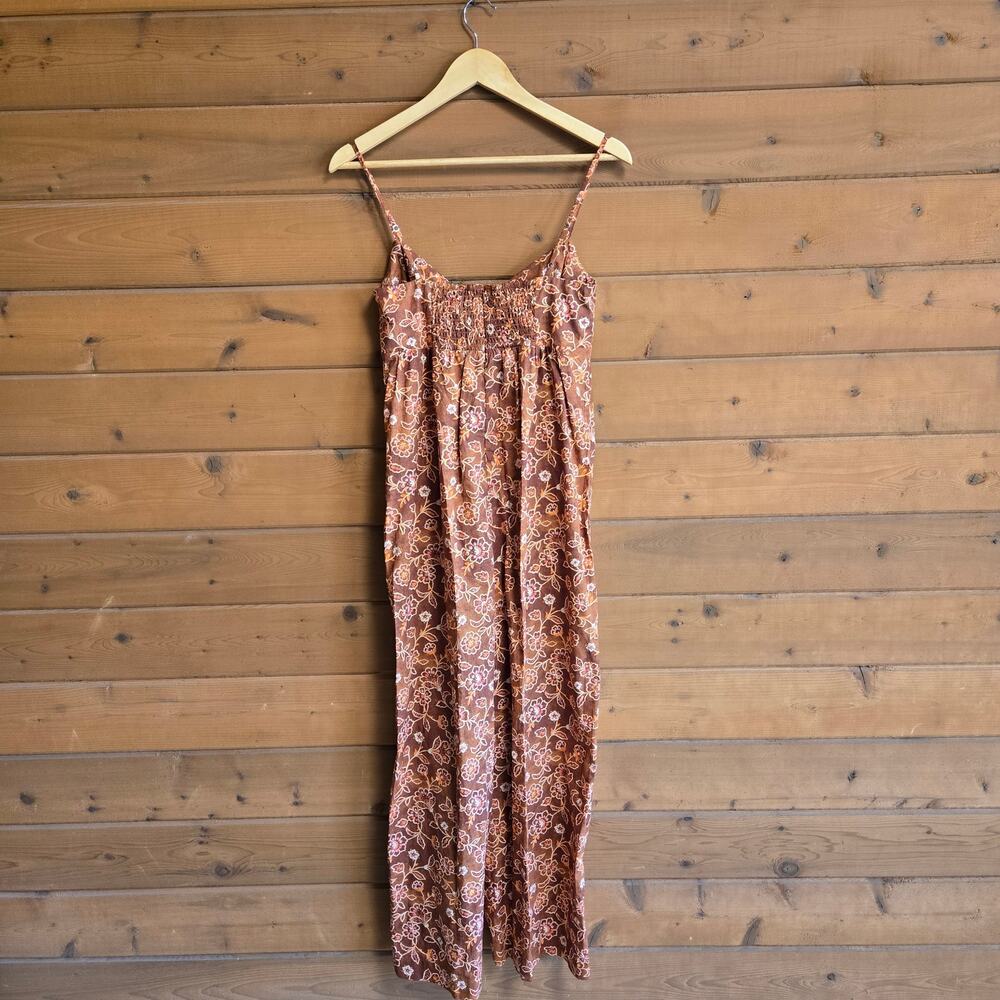 J. Crew Vintage Vines Jumpsuit Cottage Tie Front Tank Floral Brown Fall Boho 2 - Picture 5 of 5
